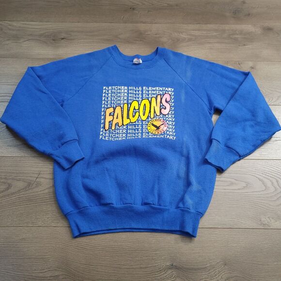 Vintage Fruit of the Loom Sweatshirt Adult Medium Blue Fletcher Hills Elementary - Picture 2 of 8
